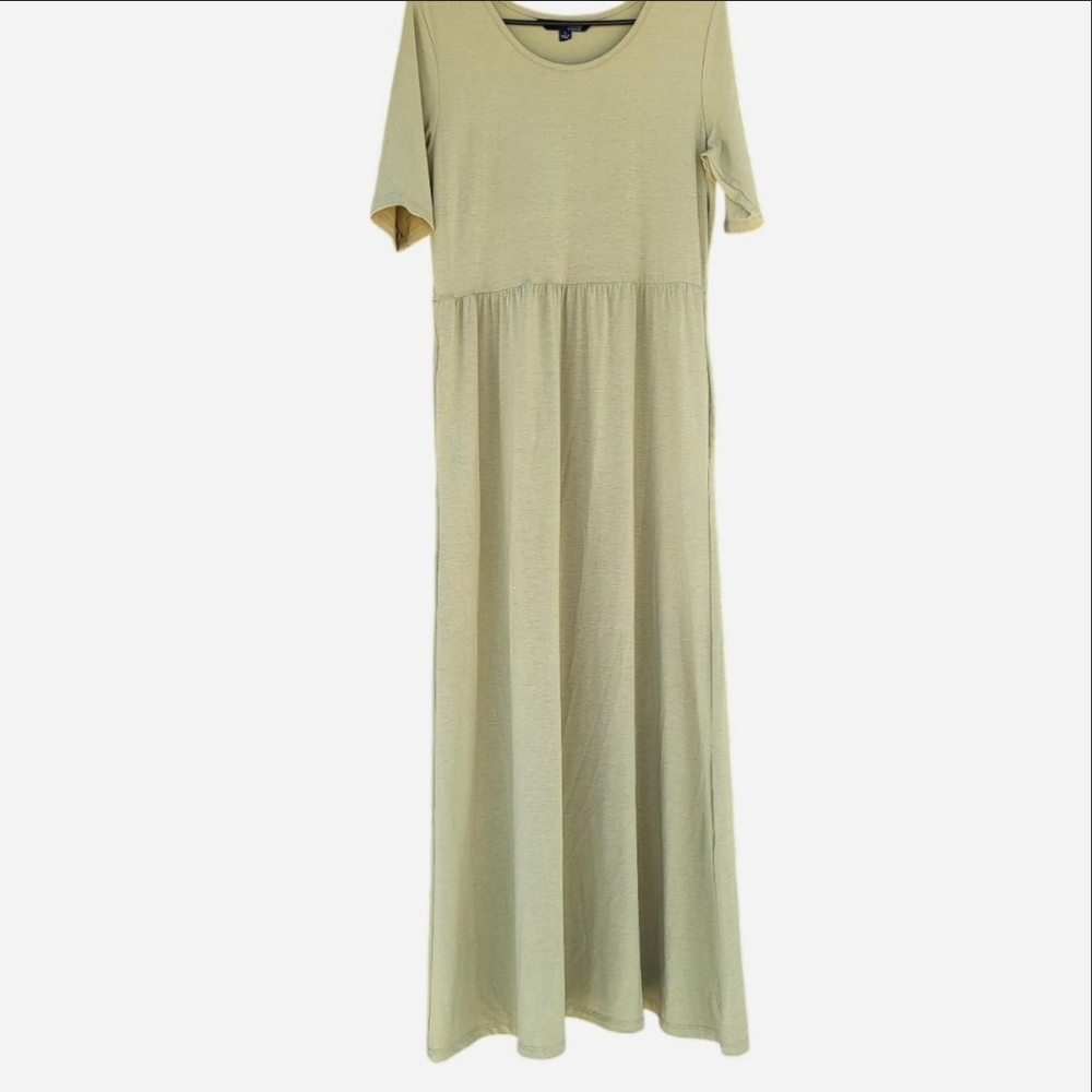 Green short sleeve maxi dress with pockets